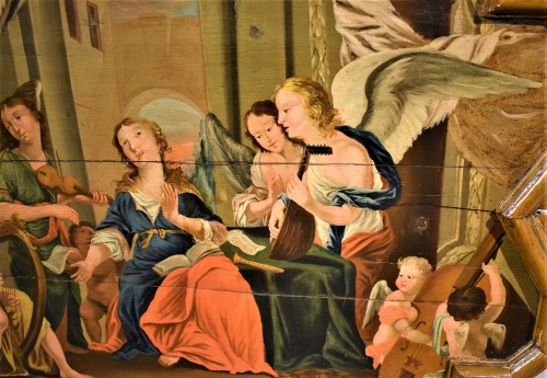 Sainte Cécile et le Concert des Anges, école Vénitienne du XVIIe siècle - Tableaux et dessins Style Louis XIII